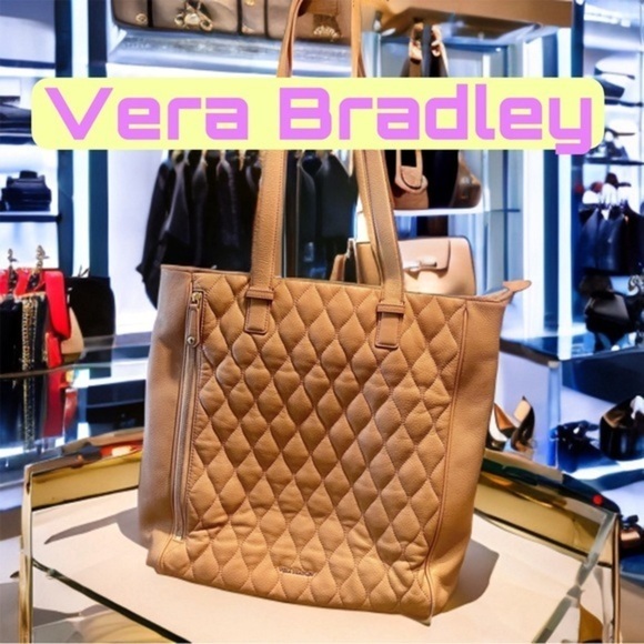 Vera Bradley Leather Quilted Ella Tote In Nude 🔥EUC 🔥 - Picture 1 of 13
